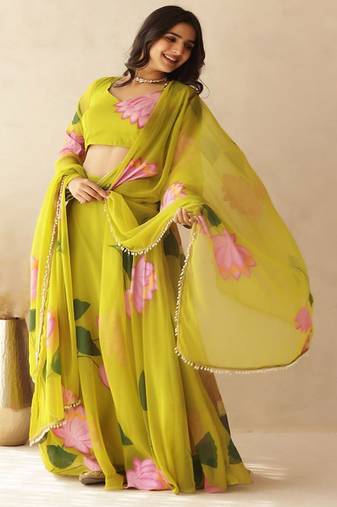 Printed Thread Work Ready to Wear Lehenga & Blouse With Dupatta