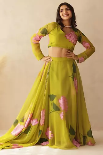 Printed Thread Work Ready to Wear Lehenga & Blouse With Dupatta