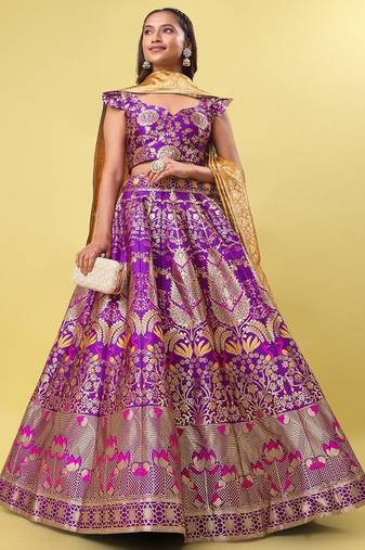 Woven Design Ready to Wear Lehenga & Unstitched Blouse With Dupatta