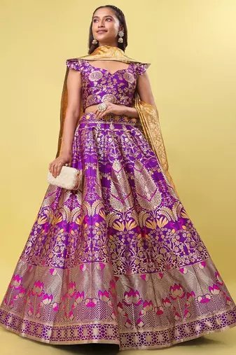 Woven Design Ready to Wear Lehenga & Unstitched Blouse With Dupatta