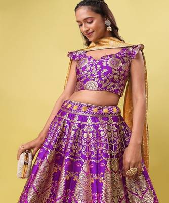 Woven Design Ready to Wear Lehenga & Unstitched Blouse With Dupatta 2