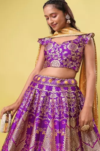 Woven Design Ready to Wear Lehenga & Unstitched Blouse With Dupatta