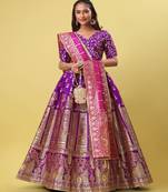 Woven Design Ready to Wear Lehenga & Unstitched Blouse With Dupatta