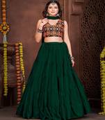 Embroidered Mirror Work Lehenga Choli With Dupatta