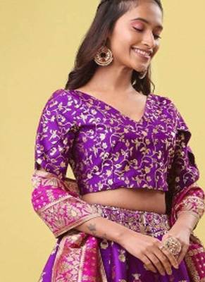 Woven Design Ready to Wear Lehenga & Unstitched Blouse With Dupatta 4