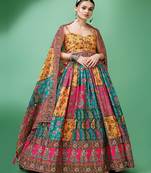 Ethnic Motifs Printed Silk Semi Stitched Lehenga & Unstitched Blouse With Dupatta
