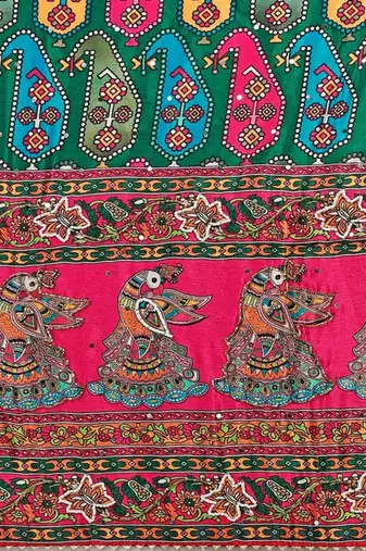 Ethnic Motifs Printed Silk Semi Stitched Lehenga & Unstitched Blouse With Dupatta