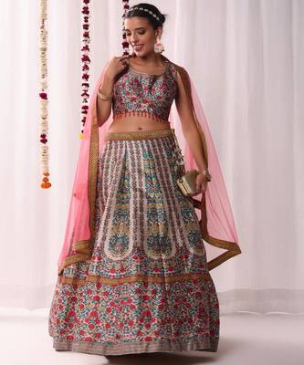 Floral Digital Printed Lehenga Choli With Dupatta & Matching Tassles 1