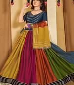 Embroidered Thread Work Semi Stitched Lehenga & Unstitched Blouse With Dupatta