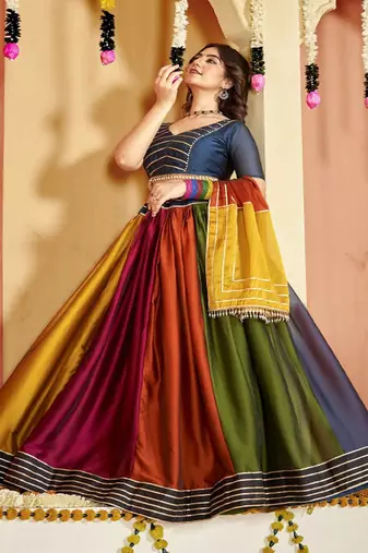 Embroidered Thread Work Semi Stitched Lehenga & Unstitched Blouse With Dupatta