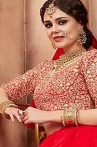 Floral Embroidered Semi Stitched Lehenga & Blouse With Dupatta