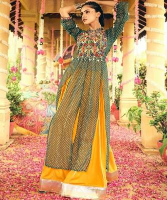 Embroidered Thread Work Ready to Wear Lehenga & 4