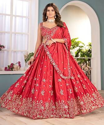 Embellished Beads and Stones Semi Stitched Lehenga & Unstitched Blouse With Dupatta 1