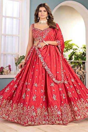 Embellished Beads and Stones Semi Stitched Lehenga & Unstitched Blouse With Dupatta