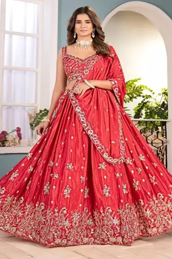 Embellished Beads and Stones Semi Stitched Lehenga & Unstitched Blouse With Dupatta