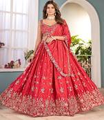 Embellished Beads and Stones Semi Stitched Lehenga & Unstitched Blouse With Dupatta