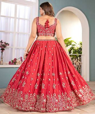 Embellished Beads and Stones Semi Stitched Lehenga & Unstitched Blouse With Dupatta 3