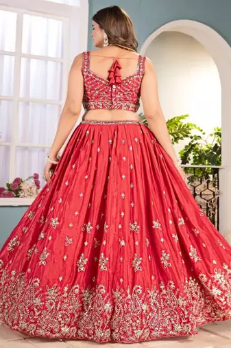 Embellished Beads and Stones Semi Stitched Lehenga & Unstitched Blouse With Dupatta
