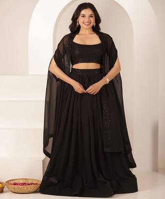 Embroidered Thread Work Ready to Wear Lehenga & Blouse With Dupatta 1