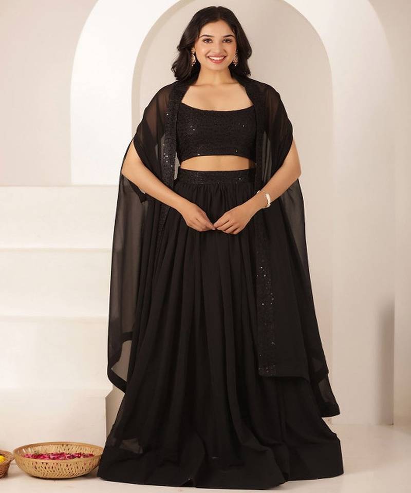 Embroidered Thread Work Ready to Wear Lehenga & Blouse With Dupatta