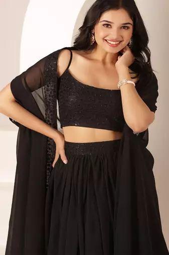 Embroidered Thread Work Ready to Wear Lehenga & Blouse With Dupatta