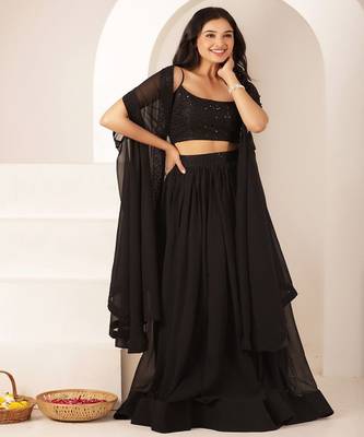 Embroidered Thread Work Ready to Wear Lehenga & Blouse With Dupatta 3