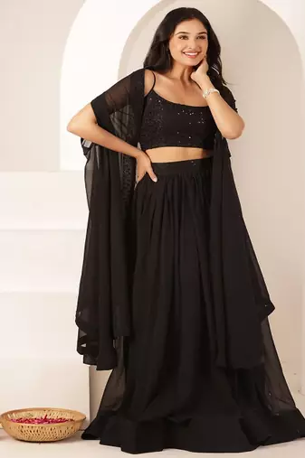 Embroidered Thread Work Ready to Wear Lehenga & Blouse With Dupatta