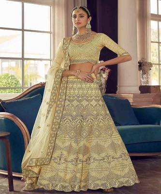 Embroidered Semi Stitched Lehenga & Blouse With Dupatta 1