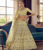 Embroidered Semi Stitched Lehenga & Blouse With Dupatta