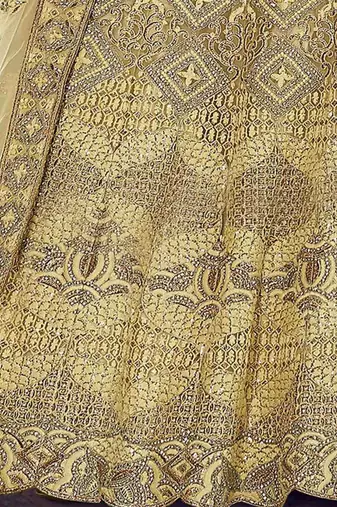 Embroidered Semi Stitched Lehenga & Blouse With Dupatta