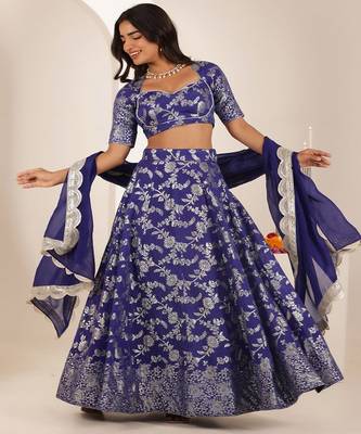 Embroidered Thread Work Ready to Wear Lehenga & Blouse With Dupatta 1