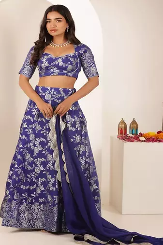 Embroidered Thread Work Ready to Wear Lehenga & Blouse With Dupatta