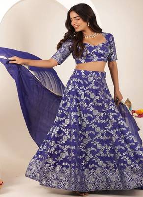 Embroidered Thread Work Ready to Wear Lehenga & Blouse With Dupatta 4