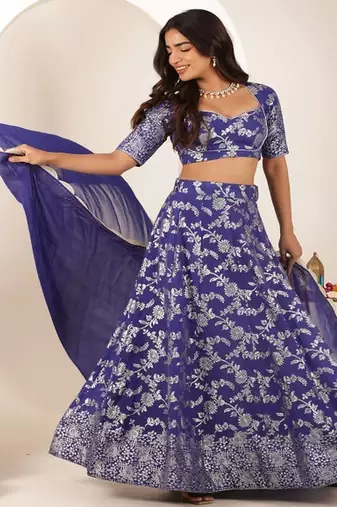 Embroidered Thread Work Ready to Wear Lehenga & Blouse With Dupatta