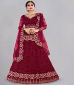 Embroidered Thread Work Semi Stitched Lehenga & Unstitched Blouse With Dupatta