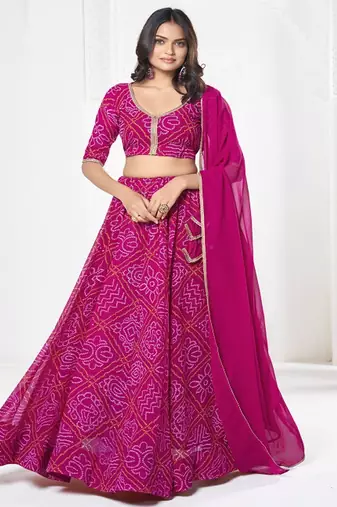 Printed Semi Stitched Lehenga & Unstitched Blouse With Dupatta