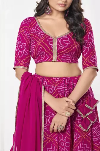 Printed Semi Stitched Lehenga & Unstitched Blouse With Dupatta
