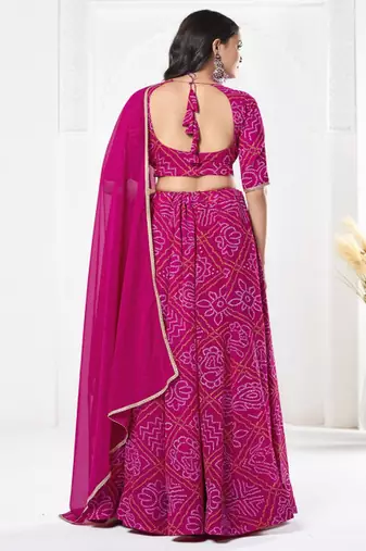 Printed Semi Stitched Lehenga & Unstitched Blouse With Dupatta