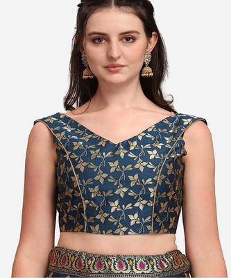 Teal & Magenta Ready to Wear Lehenga & Unstitched Blouse With Dupatta 2