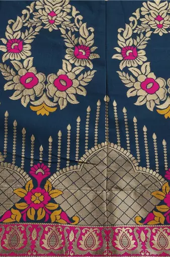 Teal & Magenta Ready to Wear Lehenga & Unstitched Blouse With Dupatta