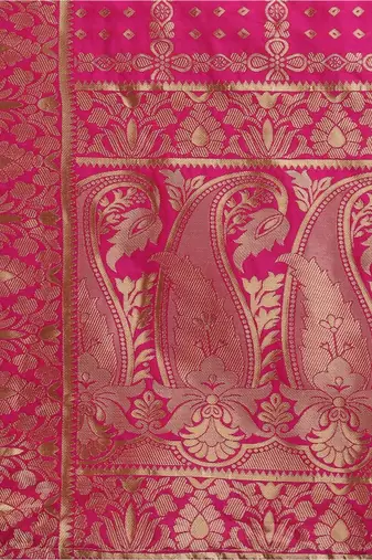 Teal & Magenta Ready to Wear Lehenga & Unstitched Blouse With Dupatta