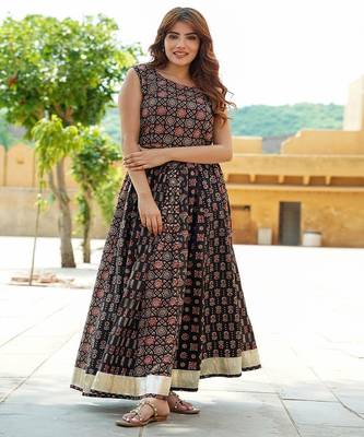 Printed Block Print Cotton Ready to Wear Lehenga & Blouse 1