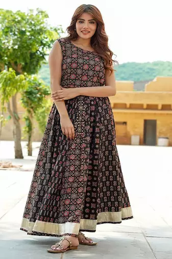 Printed Block Print Cotton Ready to Wear Lehenga & Blouse