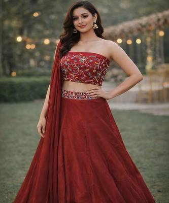 Embroidered Sequinned Ready to Wear Lehenga & Unstitched Blouse With Dupatta 1