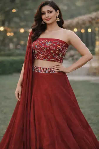 Embroidered Sequinned Ready to Wear Lehenga & Unstitched Blouse With Dupatta