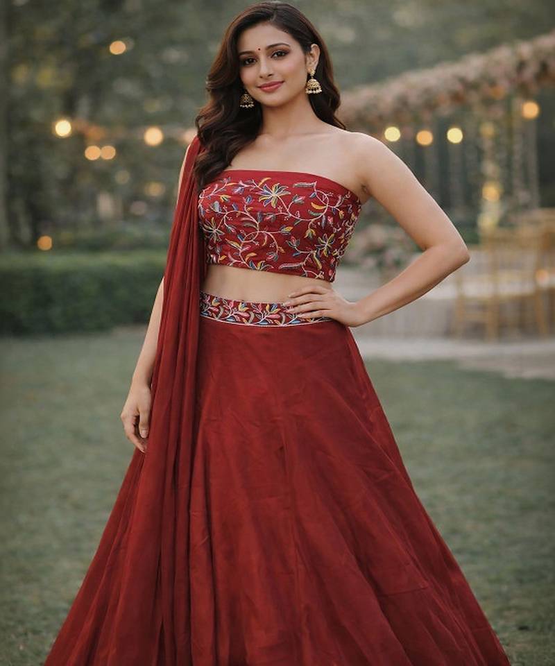 Embroidered Sequinned Ready to Wear Lehenga & Unstitched Blouse With Dupatta