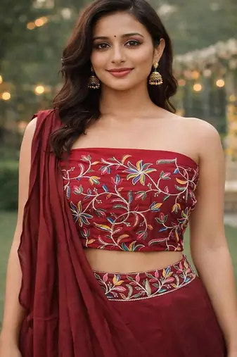Embroidered Sequinned Ready to Wear Lehenga & Unstitched Blouse With Dupatta