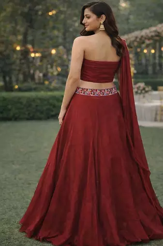 Embroidered Sequinned Ready to Wear Lehenga & Unstitched Blouse With Dupatta
