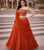 Embroidered Sequinned Ready to Wear Lehenga & Unstitched Blouse With Dupatta