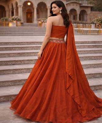 Embroidered Sequinned Ready to Wear Lehenga & Unstitched Blouse With Dupatta 3